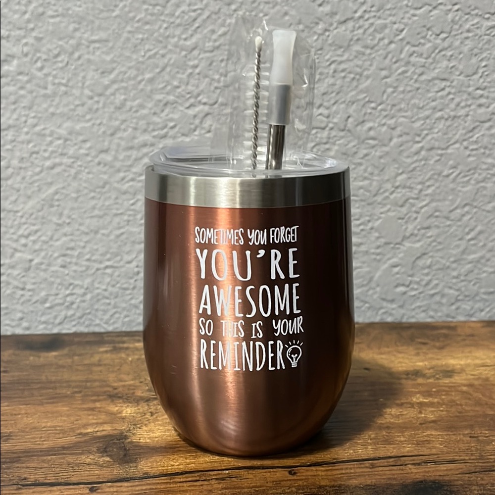 NWOT Copper Insulated Tumbler with Straw